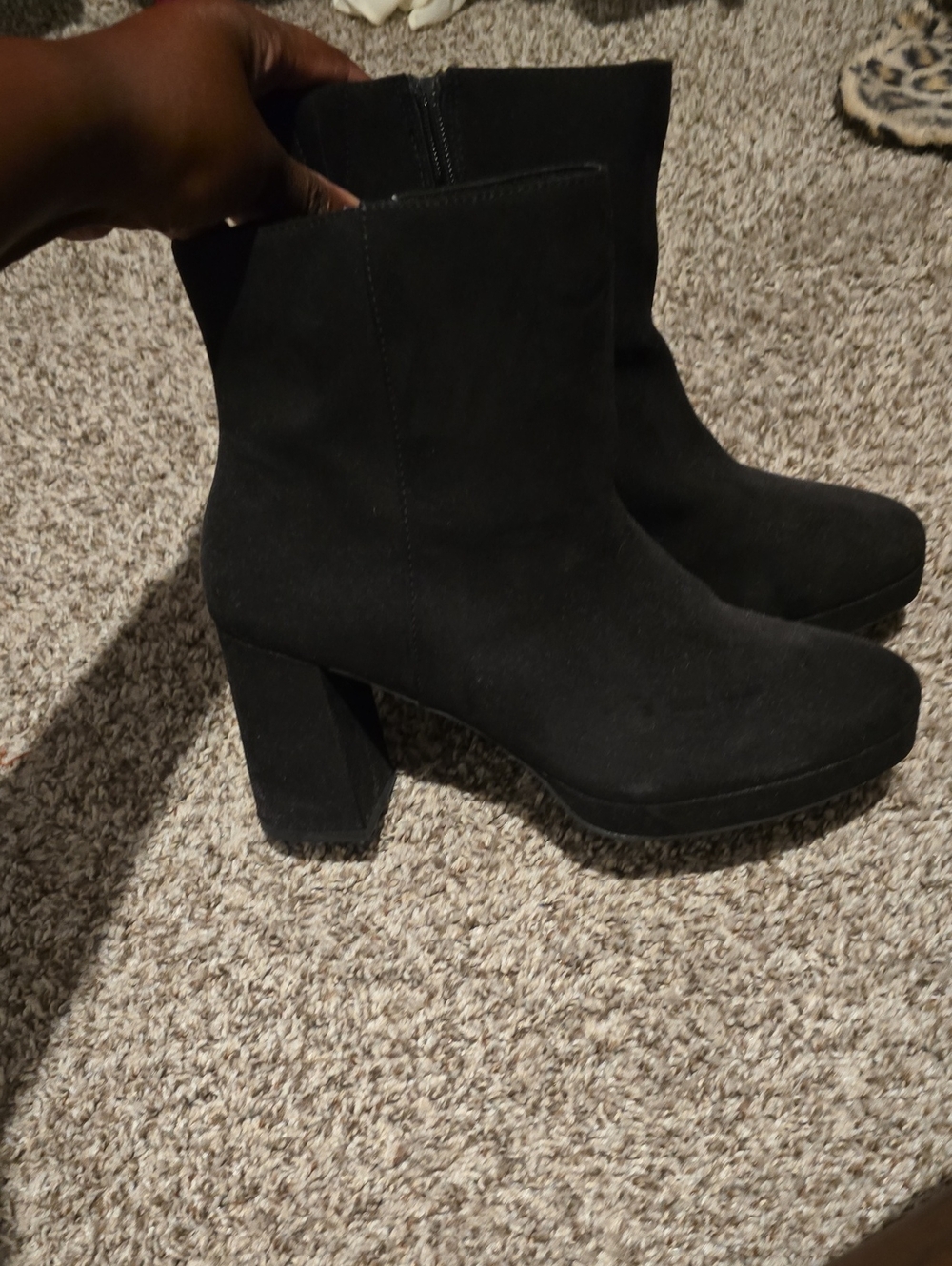 torrid Black Suede Block Heel Ankle Boots